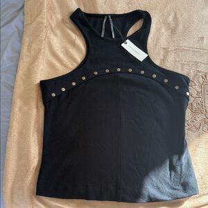 Anthropologie Black Studded Racerback Tank Top NWT